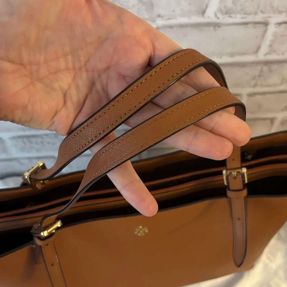 Tory Burch Tan Leather Tote with Laptop Pocket - Picture 2 of 14